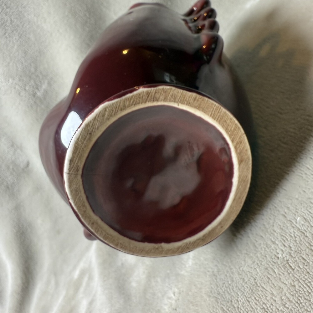 Vintage Burgandy Red Pottery Vase Heart Shaped USA 230 - Picture 4 of 7